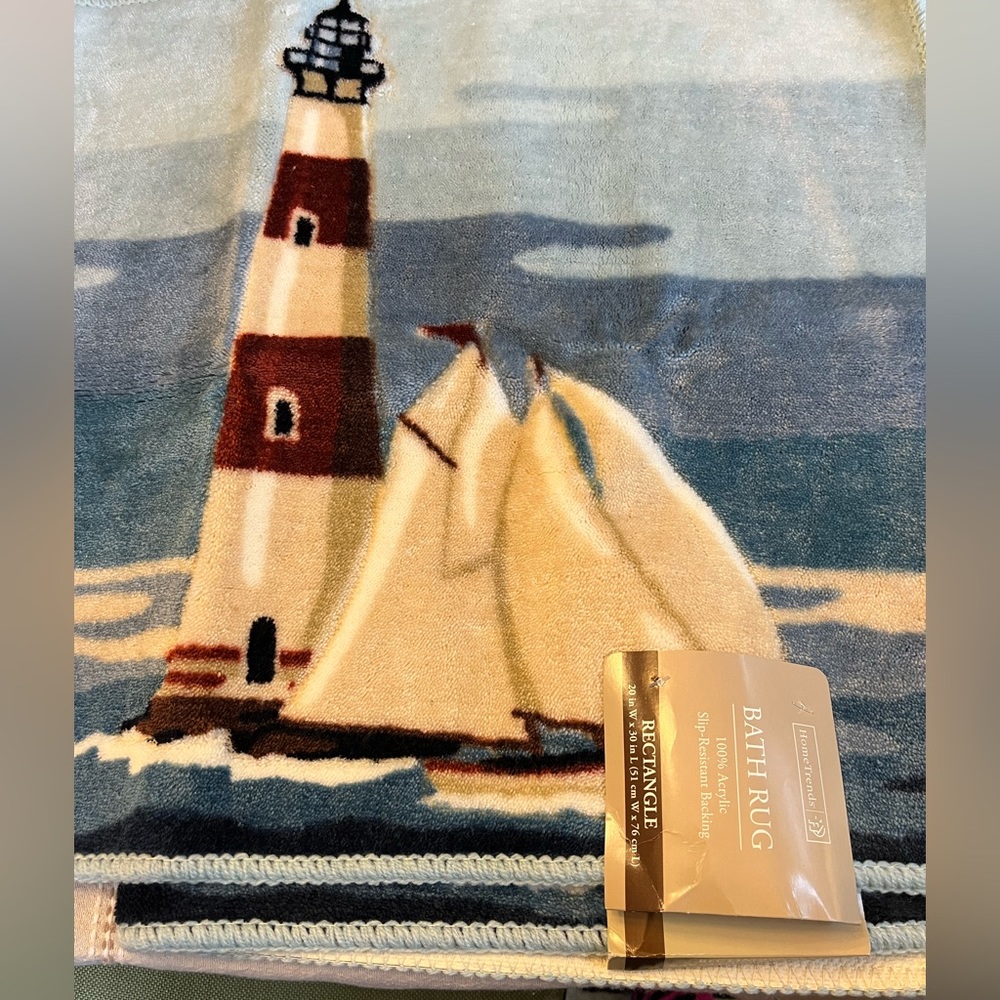 Lighthouse sailboat bathroom mat NWT